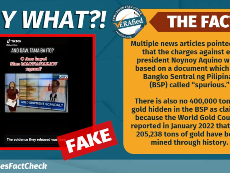 FALSE claims on plunder raps vs. Aquino and 400,000 tons of hidden gold resurface
