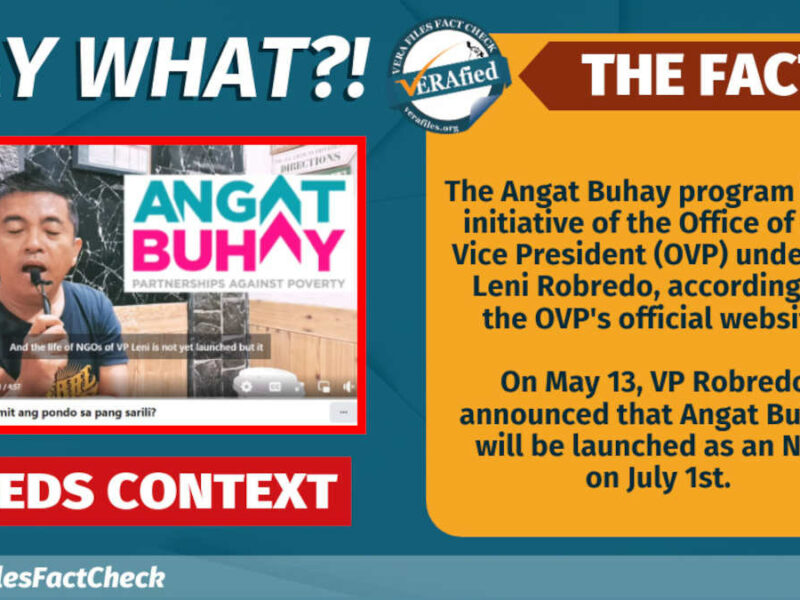 Video implying that Robredo’s Angat Buhay Program is an NGO NEEDS CONTEXT