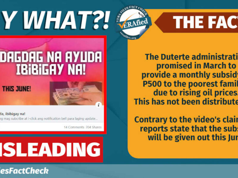 Video on additional P500 ayuda for the poor MISLEADING