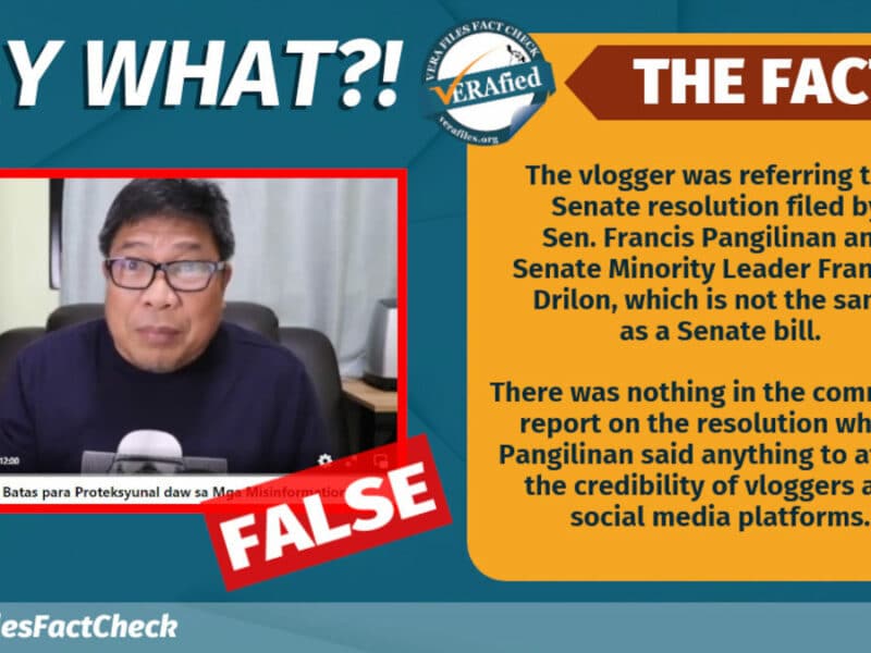 Vlogger FALSELY claims Kiko Pangilinan filed bill vs. disinfo, undermined vloggers